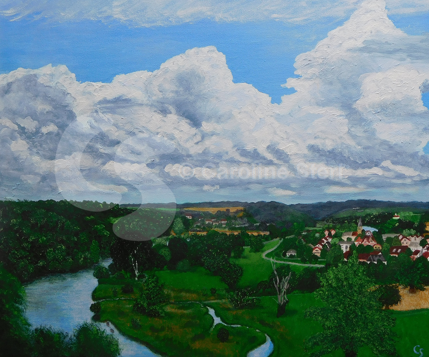 Painting: River Neckar near Bad Wimpfen, Germany